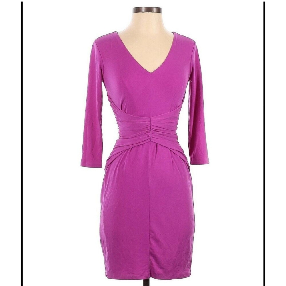 Ann Taylor ruched magenta dress